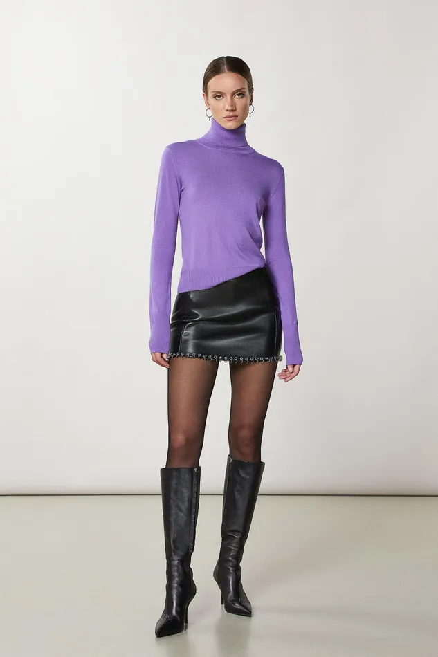 Sweaters Women Patrizia Pepe Wool Turtleneck Sweater Mineral Violet