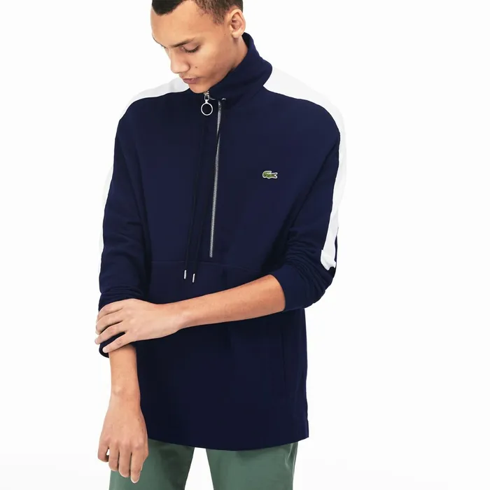 Sweatshirts Lacoste Mens Cotton Piqu Sweatshirt Navy BlueWhite Gift 4 You