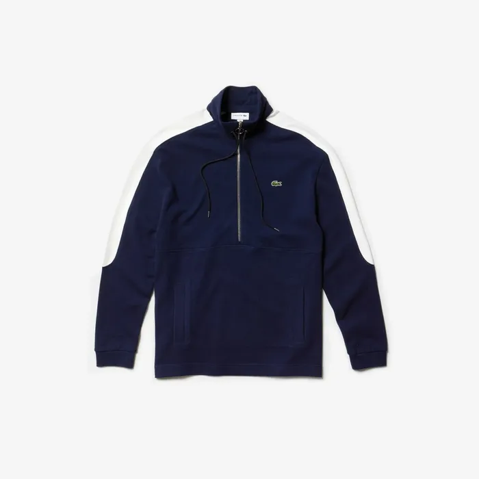 Sweatshirts Lacoste Mens Cotton Piqu Sweatshirt Navy BlueWhite Gift 4 You