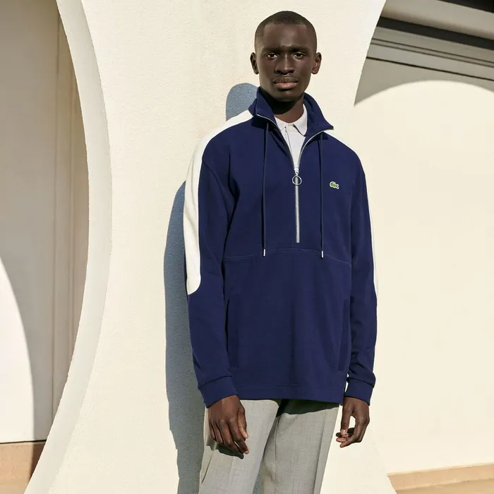 Sweatshirts Lacoste Mens Cotton Piqu Sweatshirt Navy BlueWhite Gift 4 You