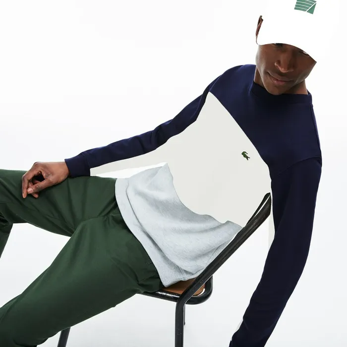 Sweatshirts Lacoste Mens Crew Neck Colorblock Piqu Fleece Sweatshirt Grey ChineWhiteNavy Blue Near Me Sweatshirts Lacoste Mens Crew Neck Colorblock Piqu Fleece Sweatshirt Grey ChineWhiteNavy Blue Near Me