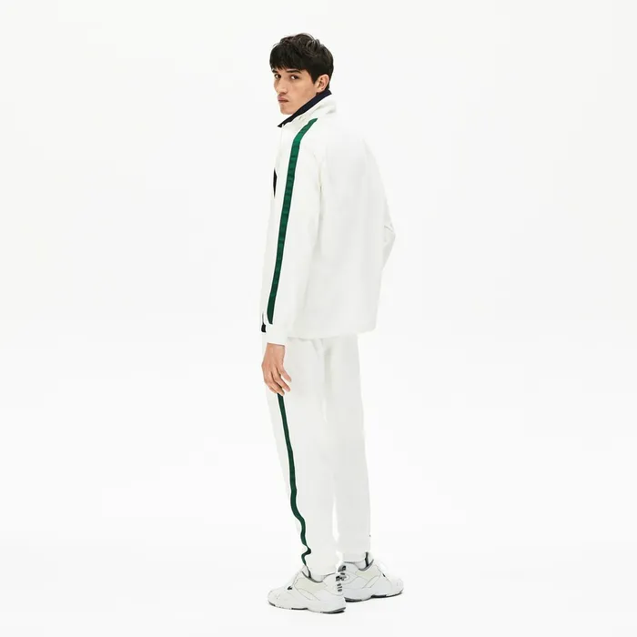 Sweatshirts Lacoste Mens Heritage Stripe Track Jacket WhiteNavy BlueGreen Online Store
