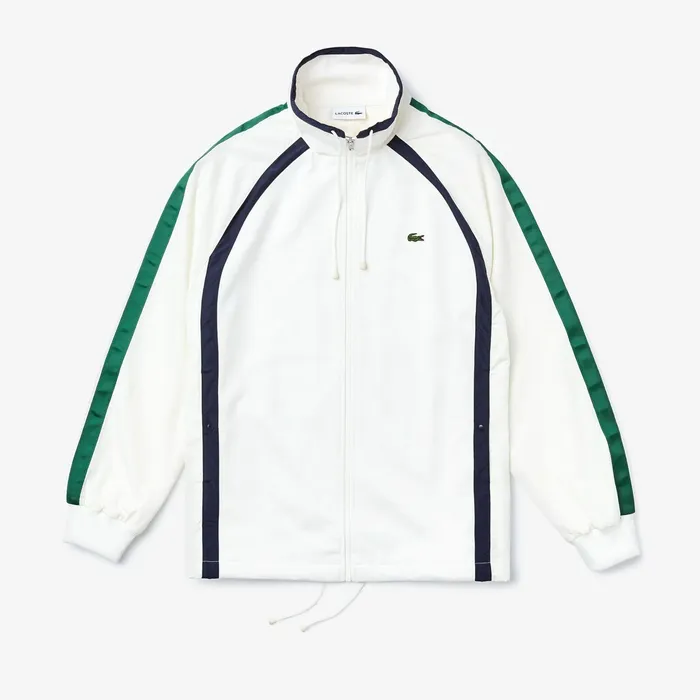 Sweatshirts Lacoste Mens Heritage Stripe Track Jacket WhiteNavy BlueGreen Online Store