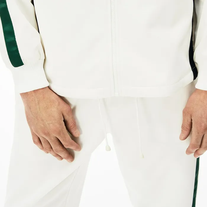 Sweatshirts Lacoste Mens Heritage Stripe Track Jacket WhiteNavy BlueGreen Online Store