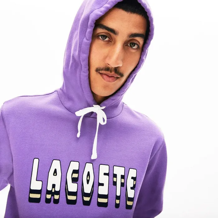 Sweatshirts Lacoste Mens Hooded 3DLettering Cotton Blend Fleece Sweatshirt Purple Online Sweatshirts Lacoste Mens Hooded 3DLettering Cotton Blend Fleece Sweatshirt Purple Online