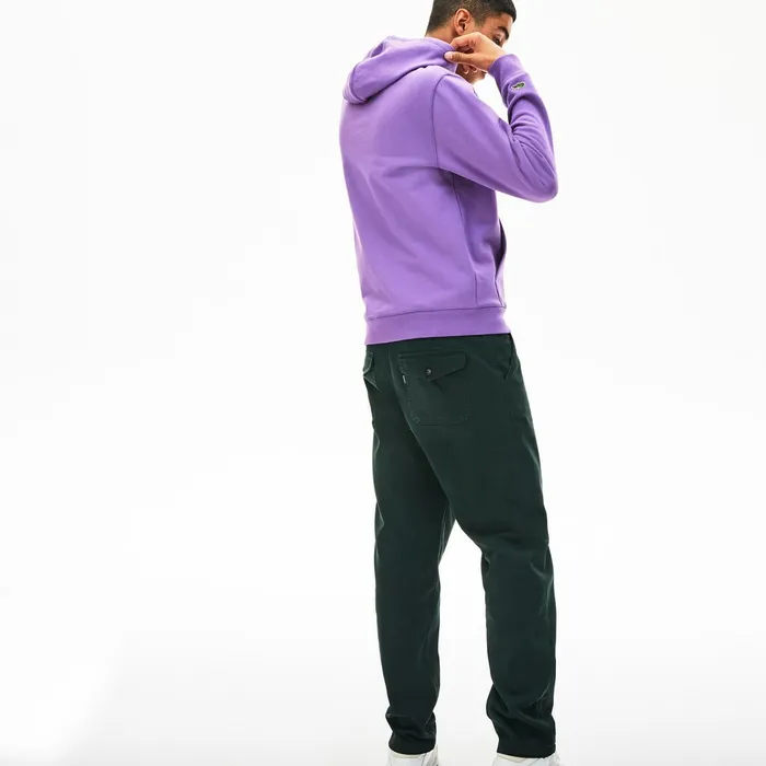 Sweatshirts Lacoste Mens Hooded 3DLettering Cotton Blend Fleece Sweatshirt Purple Online