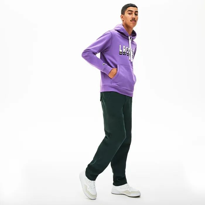 Sweatshirts Lacoste Mens Hooded 3DLettering Cotton Blend Fleece Sweatshirt Purple Online