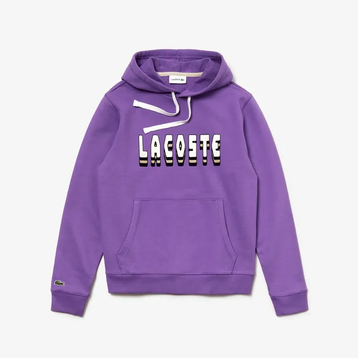 Sweatshirts Lacoste Mens Hooded 3DLettering Cotton Blend Fleece Sweatshirt Purple Online