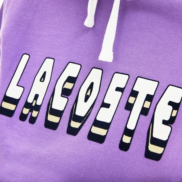 Sweatshirts Lacoste Mens Hooded 3DLettering Cotton Blend Fleece Sweatshirt Purple Online