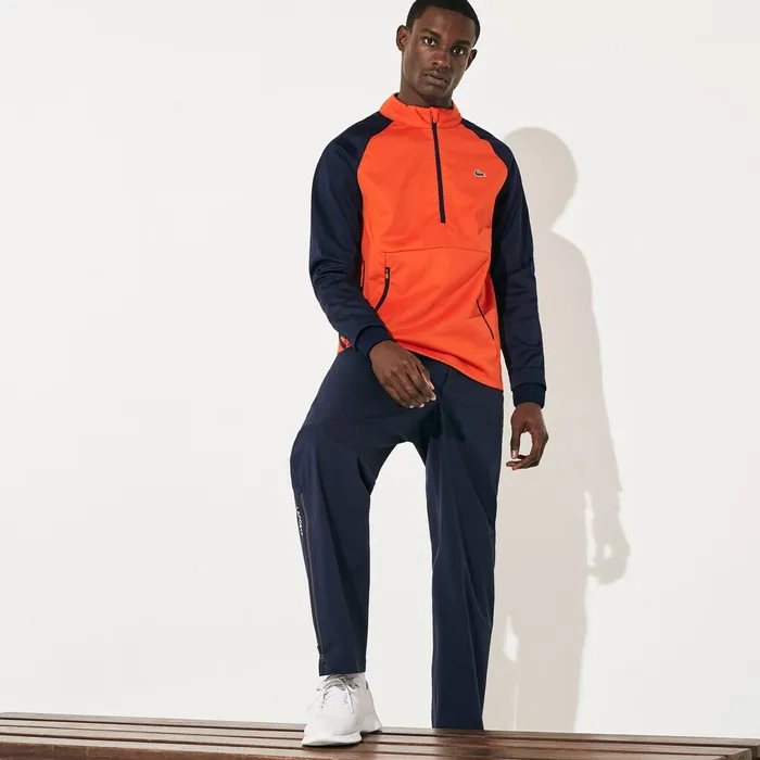 Sweatshirts Lacoste Mens RaglanSleeve Golf Sweatshirt RedNavy Blue Online