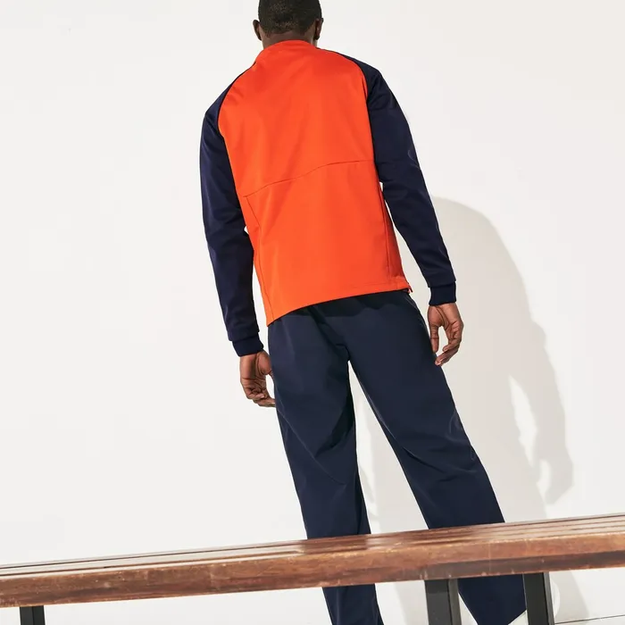 Sweatshirts Lacoste Mens RaglanSleeve Golf Sweatshirt RedNavy Blue Online