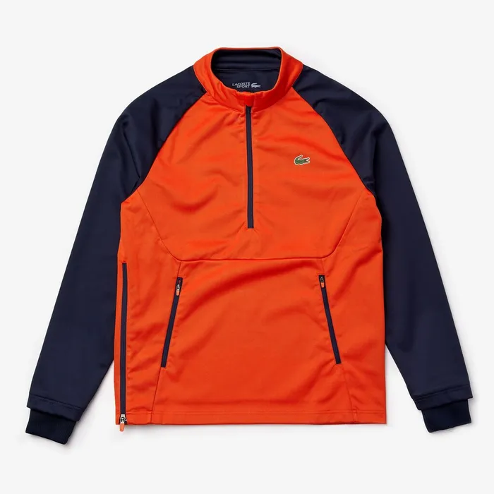 Sweatshirts Lacoste Mens RaglanSleeve Golf Sweatshirt RedNavy Blue Online