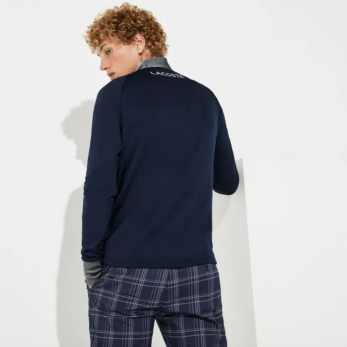 Sweatshirts Lacoste Mens SPORT Breathable UV Protection Golf Sweatshirt Navy BlueWhiteFlashy Yellow Outlet Factory