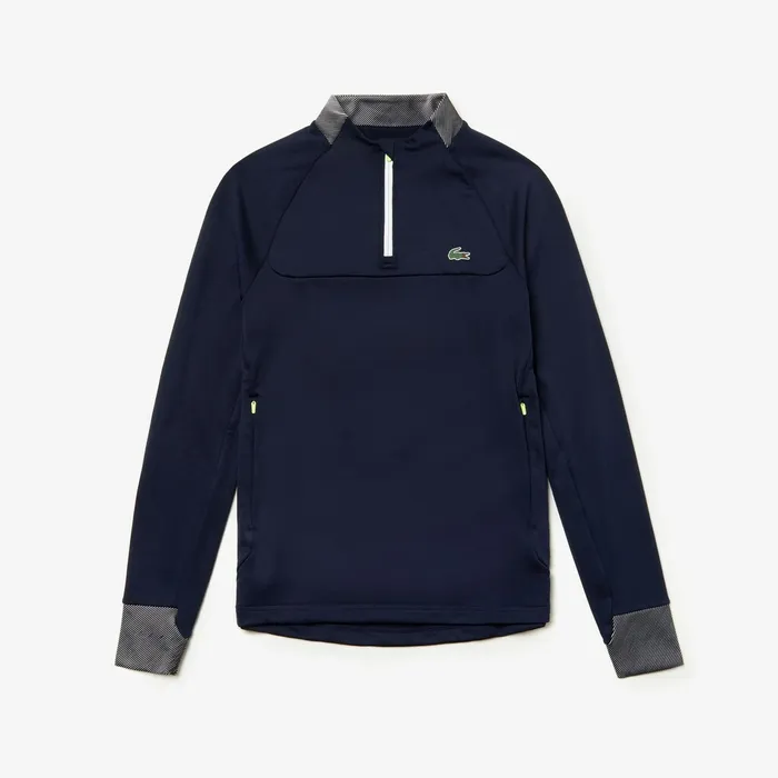 Sweatshirts Lacoste Mens SPORT Breathable UV Protection Golf Sweatshirt Navy BlueWhiteFlashy Yellow Outlet Factory