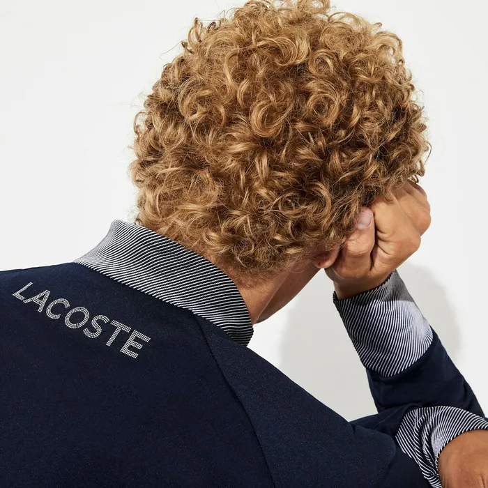 Sweatshirts Lacoste Mens SPORT Breathable UV Protection Golf Sweatshirt Navy BlueWhiteFlashy Yellow Outlet Factory