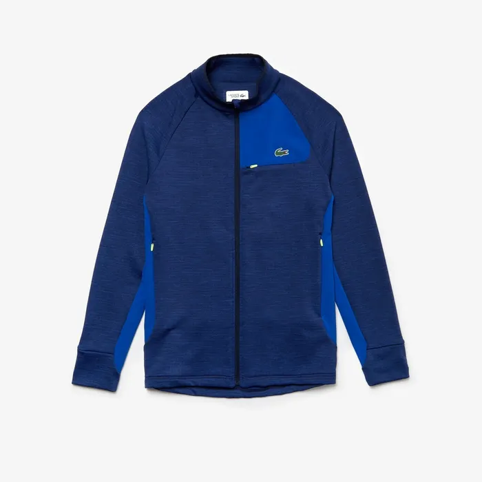 Sweatshirts Lacoste Mens SPORT Breathable UV Protection Zip Sweatshirt Blue ChineBlueFlashy YellowNavy Blue Casaul