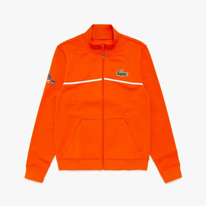 Sweatshirts Lacoste Mens SPORT Miami Open Resistant Piqu Zip Jacket OrangeWhite Online Sweatshirts Lacoste Mens SPORT Miami Open Resistant Piqu Zip Jacket OrangeWhite Online