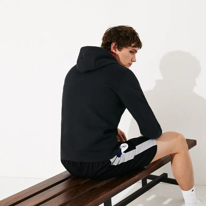 Sweatshirts Lacoste Mens SPORT Oversize Croc Fleece Hoodie BlackRedWhite Online Store