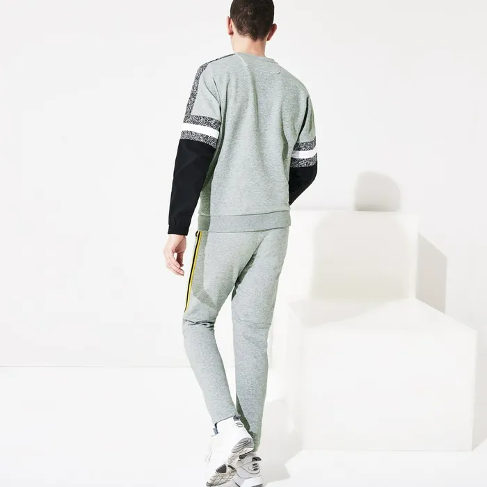 Sweatshirts Lacoste Mens SPORT PrintBlock Sweatshirt Grey ChineBlackWhite For Sale Online