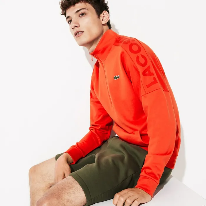 Sweatshirts Lacoste Mens SPORT Zip Standup Neck Cotton Sweatshirt OrangeBlue Near Me Sweatshirts Lacoste Mens SPORT Zip Standup Neck Cotton Sweatshirt OrangeBlue Near Me