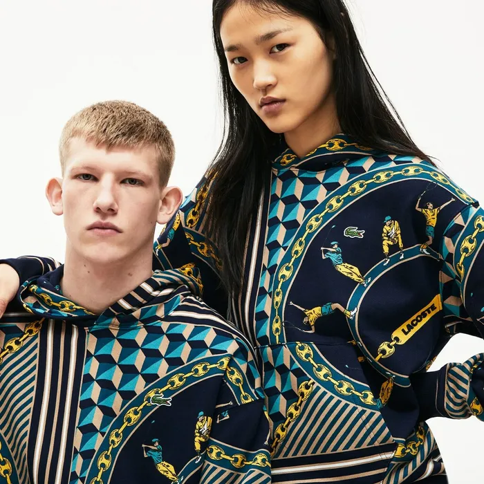 Sweatshirts Lacoste Mens Unisex LIVE ScarfPrint Hooded Sweatshirt Navy BlueWhite USA Sweatshirts Lacoste Mens Unisex LIVE ScarfPrint Hooded Sweatshirt Navy BlueWhite USA