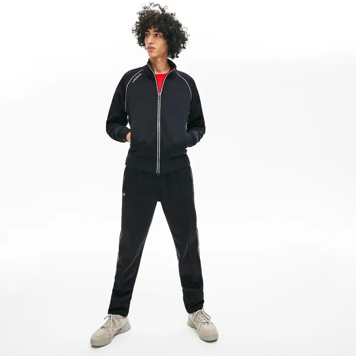 Sweatshirts Lacoste Mens Unisex LIVE Signature Knit Zip Sweatshirt Blue For Sale Online