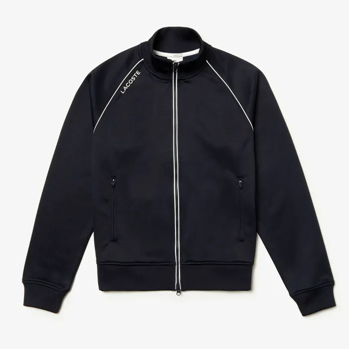 Sweatshirts Lacoste Mens Unisex LIVE Signature Knit Zip Sweatshirt Blue For Sale Online