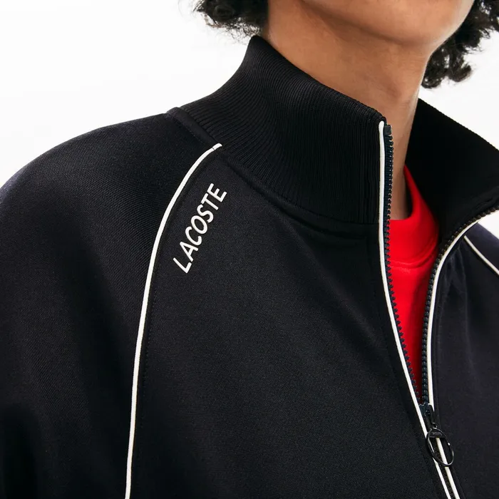 Sweatshirts Lacoste Mens Unisex LIVE Signature Knit Zip Sweatshirt Blue For Sale Online