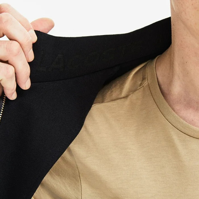 Sweatshirts Lacoste Mens Zip Fleece Sweatshirt Black Gift Ideas