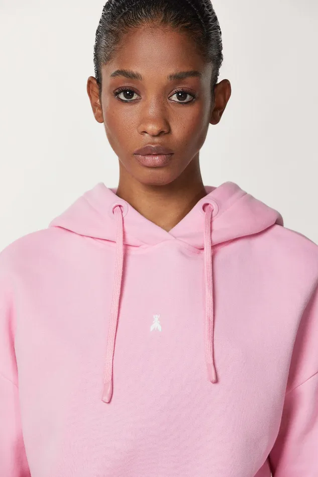 Sweatshirts Women Patrizia Pepe Cotton Sweatshirt With Hood Fresh Pink