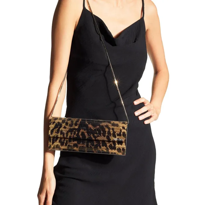 Sweetie Natural Glitter Print Animalier Clutch Bag Natural Women JIMMY CHOO Clutch Bags