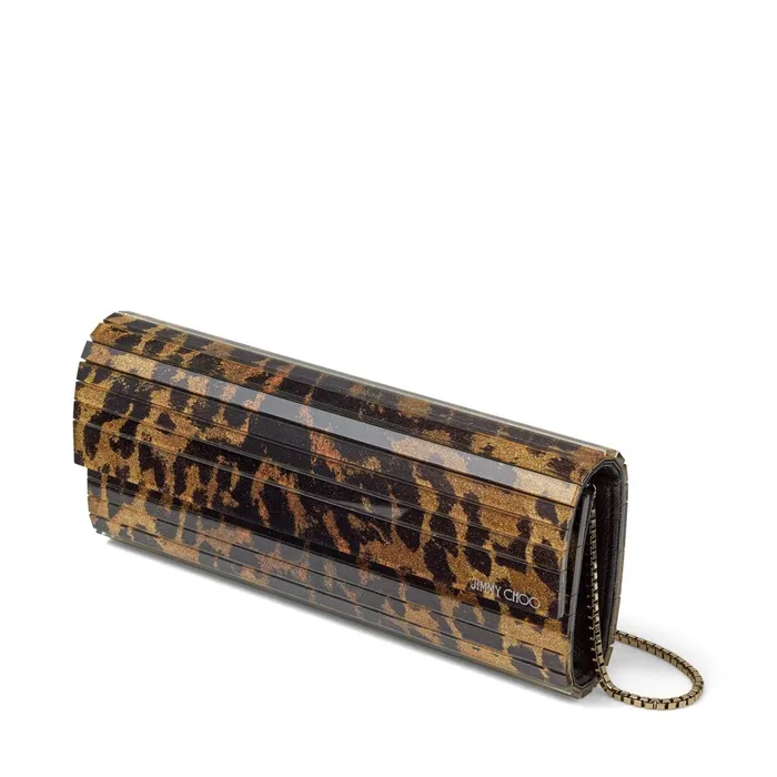 Sweetie Natural Glitter Print Animalier Clutch Bag Natural Women JIMMY CHOO Clutch Bags