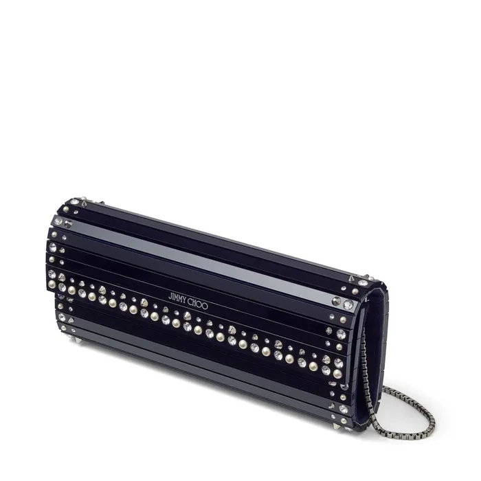 Sweetie Navy Acrylic Clutch Bag With Pearl And Crystal Detailing Navy Women JIMMY CHOO Clutch Bags