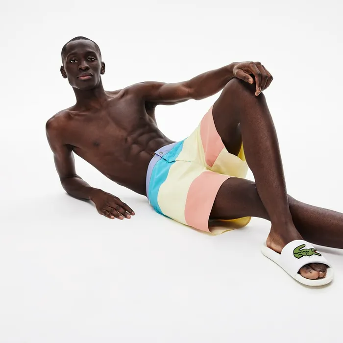 Swimwear Lacoste Mens Striped Colorblock QuickDry Swim Shorts PurpleYellowPinkTurquoise For Sale Online Swimwear Lacoste Mens Striped Colorblock QuickDry Swim Shorts PurpleYellowPinkTurquoise For Sale Online