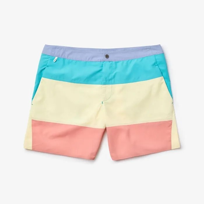 Swimwear Lacoste Mens Striped Colorblock QuickDry Swim Shorts PurpleYellowPinkTurquoise For Sale Online