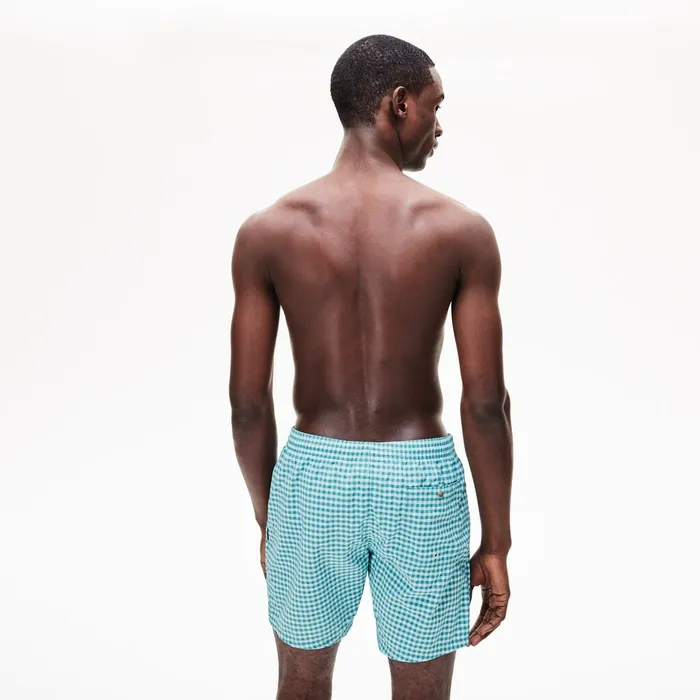 Swimwear Lacoste Mens Striped Seersucker Swim Trunks WhiteBlue Shop Online