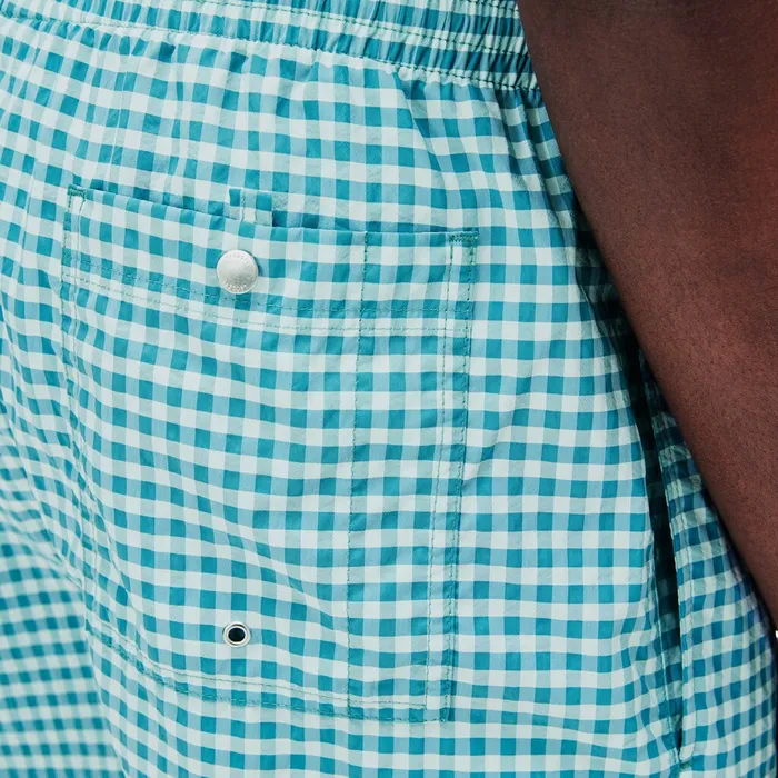 Swimwear Lacoste Mens Striped Seersucker Swim Trunks WhiteBlue Shop Online