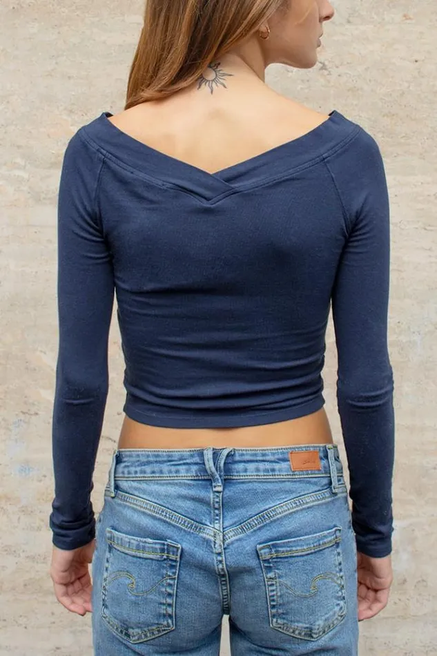 TShirt With VOpen Neck Women Subdued Tees