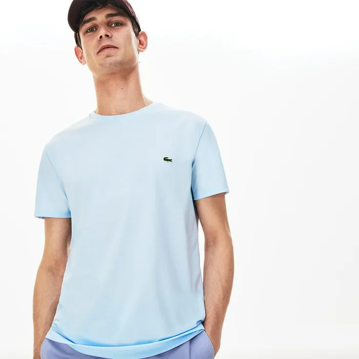 TShirts Lacoste Mens Crew Neck Pima Cotton TShirt Light Blue Online