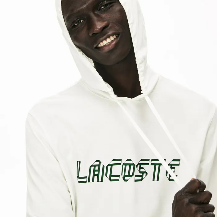 TShirts Lacoste Mens Heritage Ribbon Regular Fit Hooded Tshirt White For Sale Online