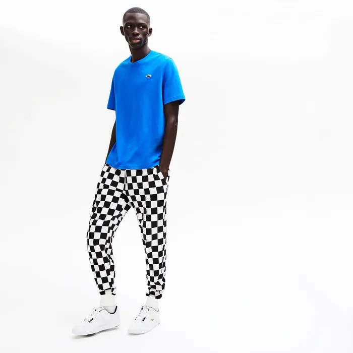 TShirts Lacoste Mens LIVE PrintedBack Cotton TShirt BlueWhite Outlet