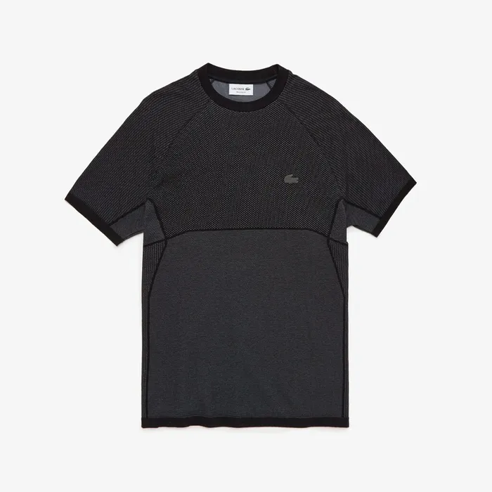 TShirts Lacoste Mens MOTION Regular Fit Jacquard Tshirt BlackGrey For Sale