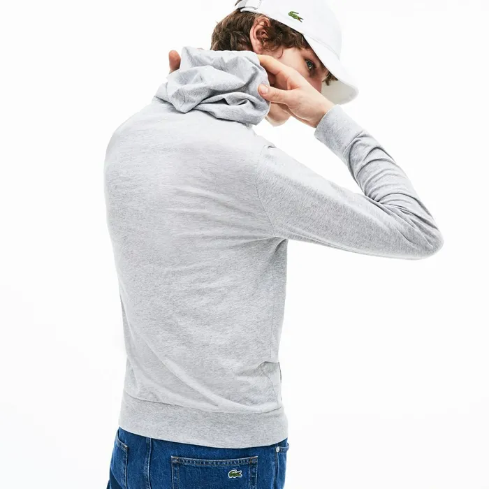 TShirts Lacoste Mens Regular Fit Hooded Jersey Tshirt Grey Chine For Sale
