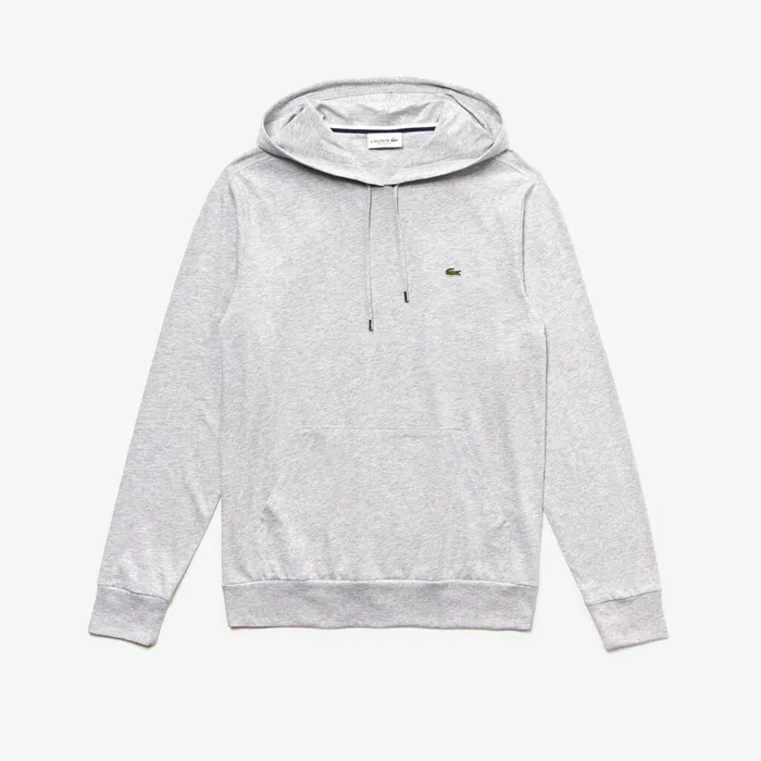 TShirts Lacoste Mens Regular Fit Hooded Jersey Tshirt Grey Chine For Sale
