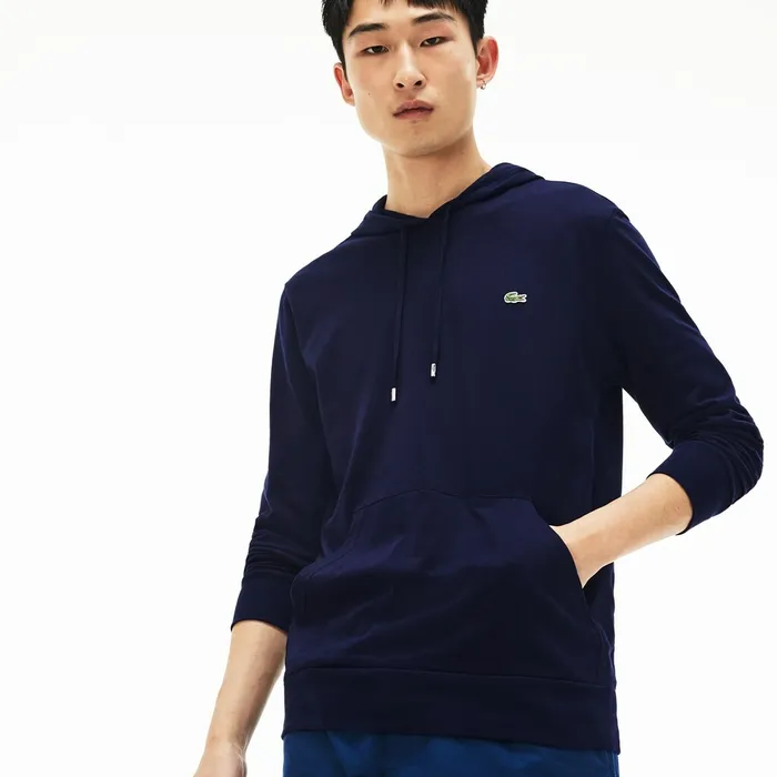 TShirts Lacoste Mens Regular Fit Hooded Jersey Tshirt Navy Blue Near Me