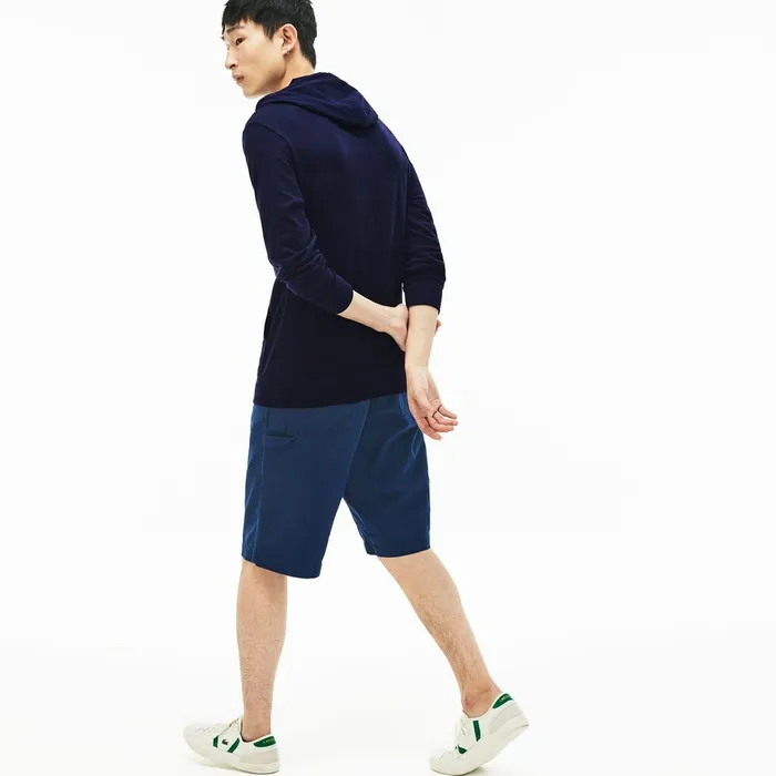TShirts Lacoste Mens Regular Fit Hooded Jersey Tshirt Navy Blue Near Me