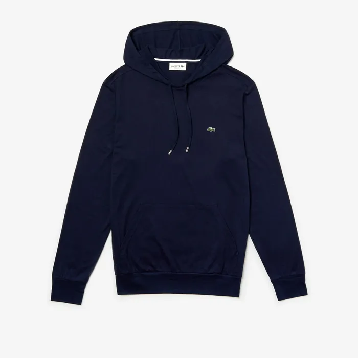 TShirts Lacoste Mens Regular Fit Hooded Jersey Tshirt Navy Blue Near Me