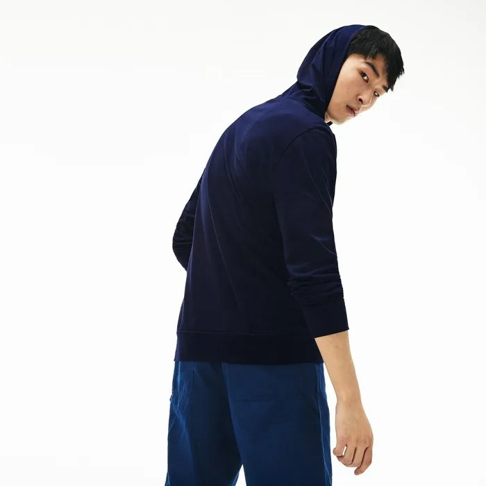 TShirts Lacoste Mens Regular Fit Hooded Jersey Tshirt Navy Blue Near Me