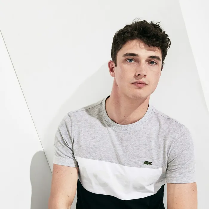 TShirts Lacoste Mens SPORT ColorBlocked Cotton TShirt Grey ChineWhiteBlack Popular TShirts Lacoste Mens SPORT ColorBlocked Cotton TShirt Grey ChineWhiteBlack Popular