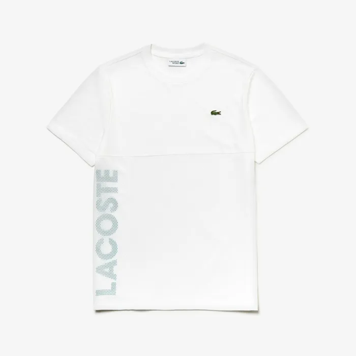 TShirts Lacoste Mens SPORT Crew Neck Ultra Light Tshirt WhiteGreen Store